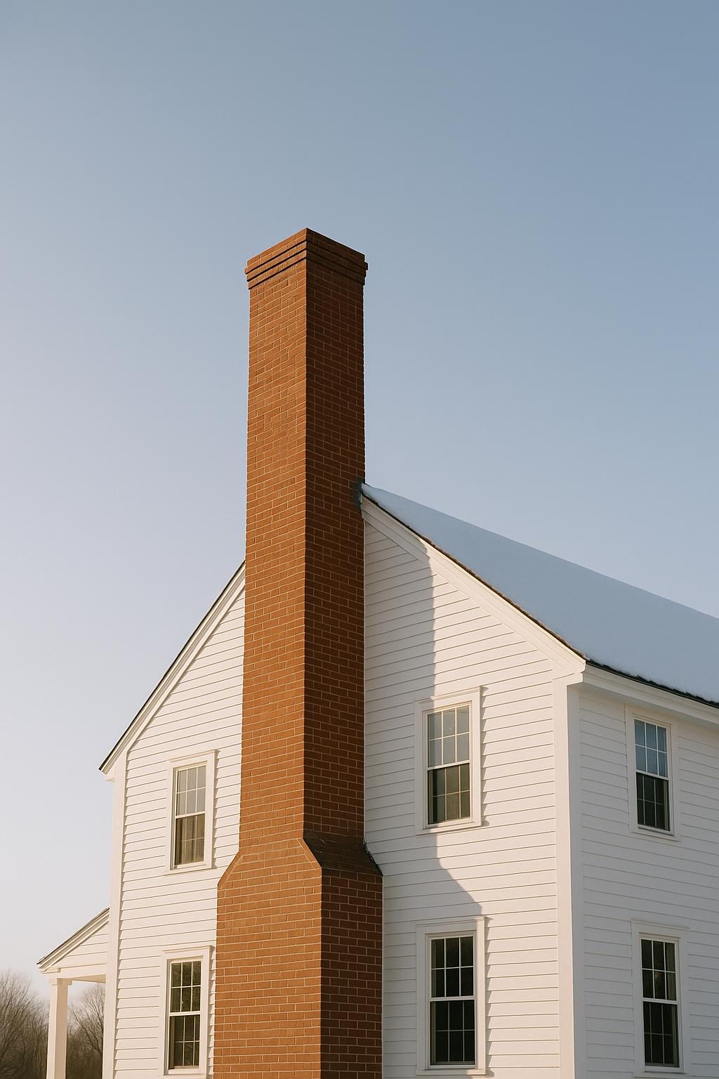 Brick chimney on a colonial house (illustration)